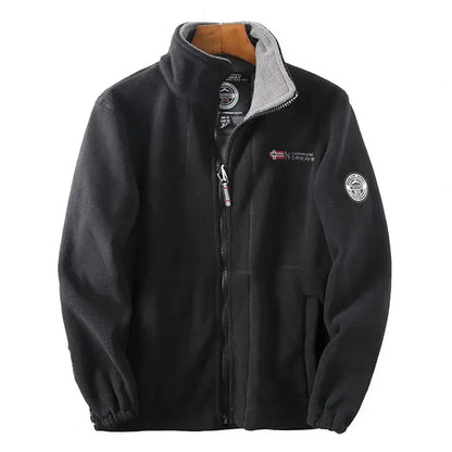 Men’s Zip Fleece Jacket | Warm Full-Zip Outer Layer | Embroidered Nordic Style