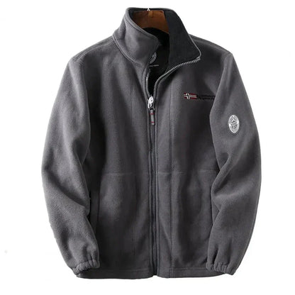 Men’s Zip Fleece Jacket | Warm Full-Zip Outer Layer | Embroidered Nordic Style