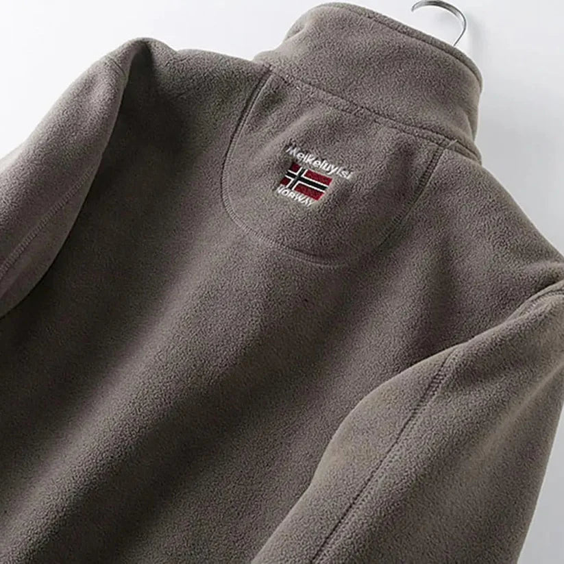 Men’s Zip Fleece Jacket | Warm Full-Zip Outer Layer | Embroidered Nordic Style