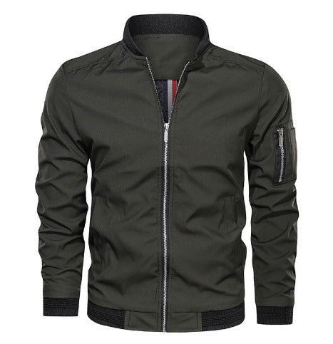 Men’s Lightweight Bomber Jacket | Zip Arm Pocket | Casual Streetwear Layer