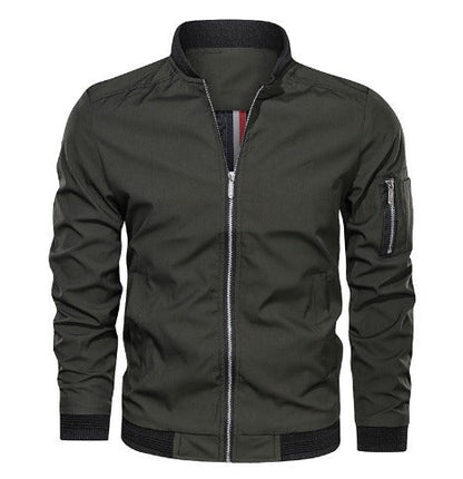 Men’s Lightweight Bomber Jacket | Zip Arm Pocket | Casual Streetwear Layer