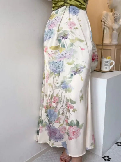 Floral Satin Kimono Maxi Dress | Tie-Waist Detail | Elegant and Lightweight | Evening Wear
