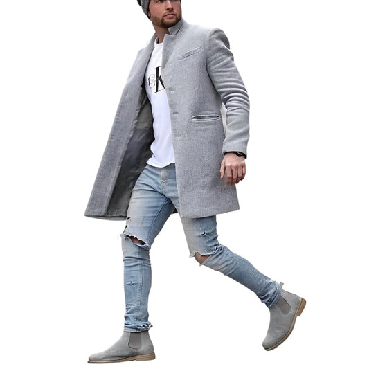 Men’s Wool-Blend Overcoat | Notch Lapel | Slim Fit Streetwear Style