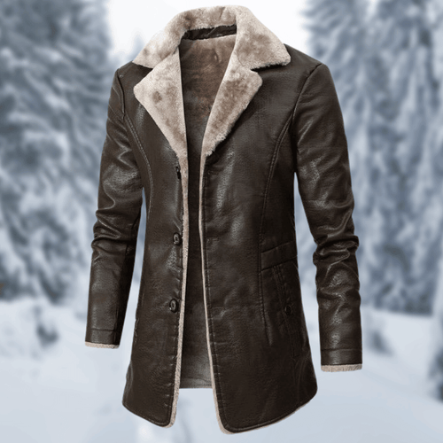 Men's Faux Leather Coat | Shearling Lined | Winter Outerwear | Classic Style