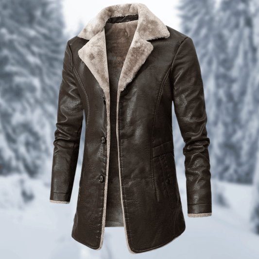 Men's Faux Leather Coat | Shearling Lined | Winter Outerwear | Classic Style