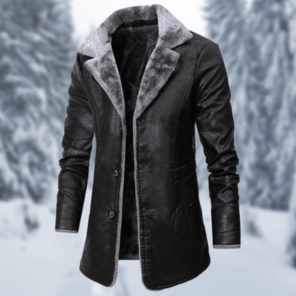 Men's Faux Leather Coat | Shearling Lined | Winter Outerwear | Classic Style