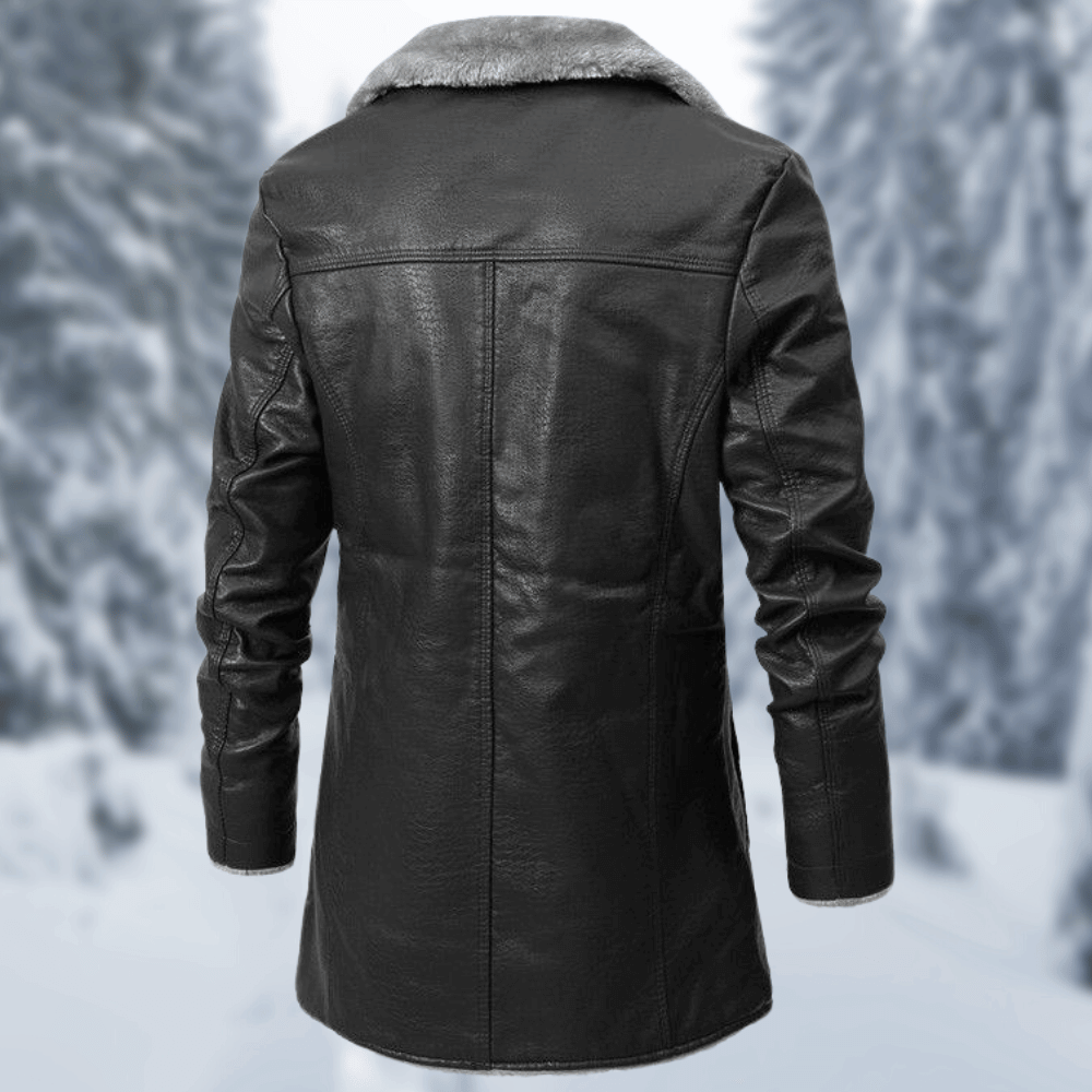 Men's Faux Leather Coat | Shearling Lined | Winter Outerwear | Classic Style