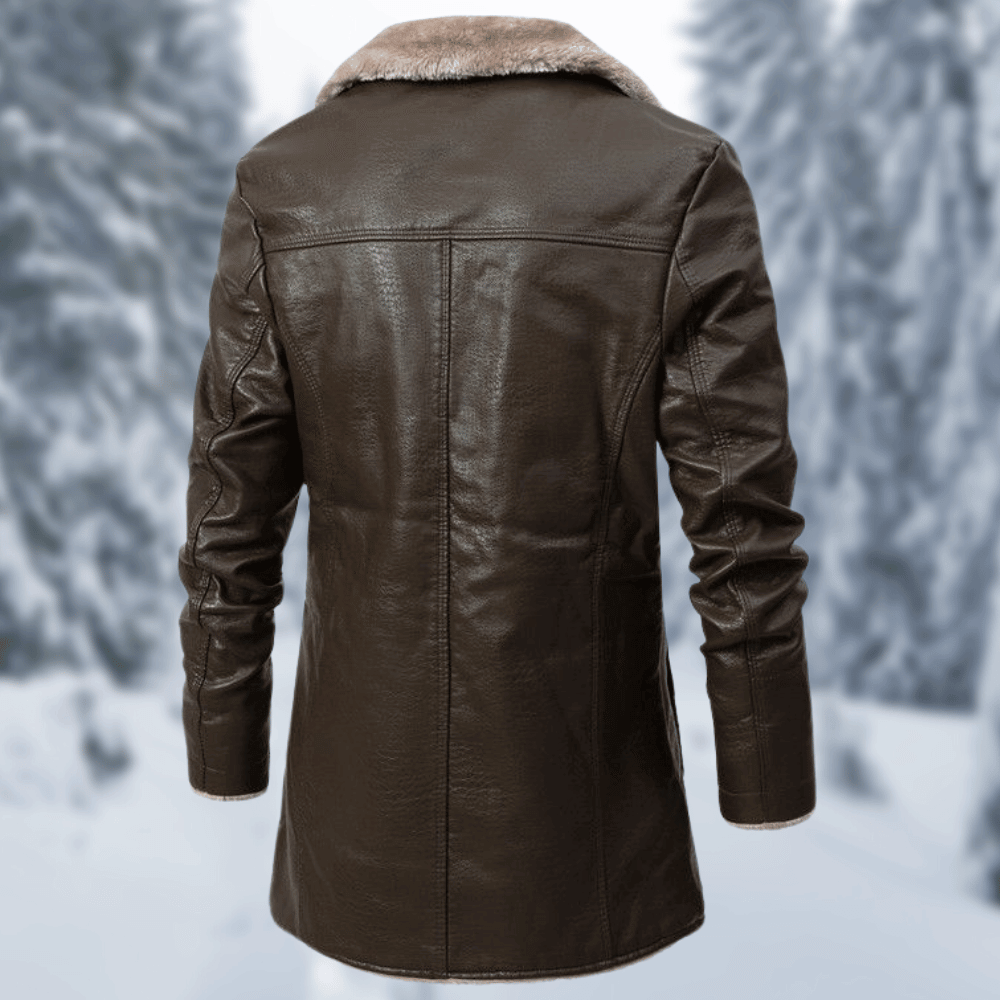 Men's Faux Leather Coat | Shearling Lined | Winter Outerwear | Classic Style