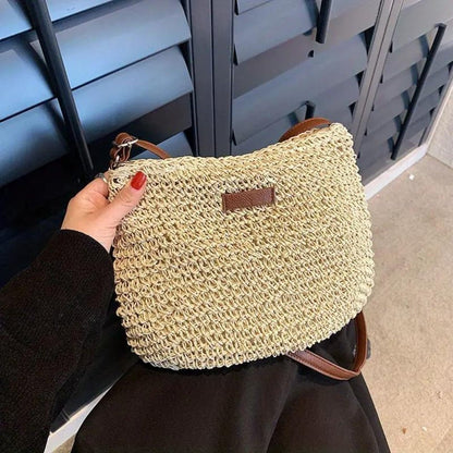 Woven Straw Shoulder Bag | Adjustable Strap | Casual Summer Style