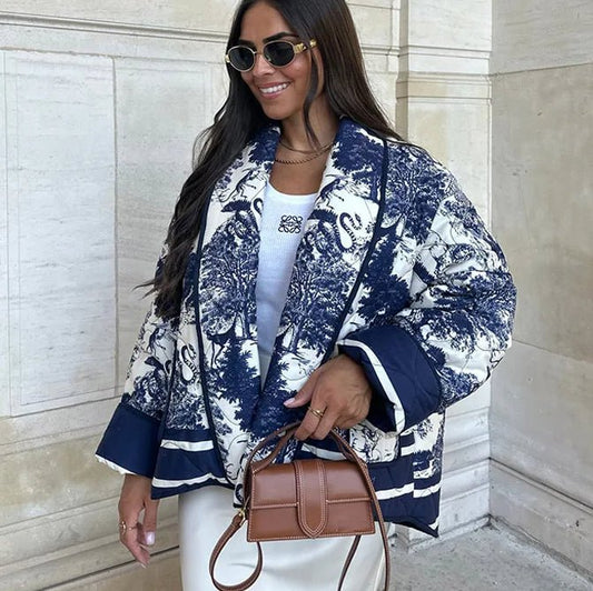 Statement Quilted Jacket | Artistic Print Design | Lightweight & Stylish | Casual Layer