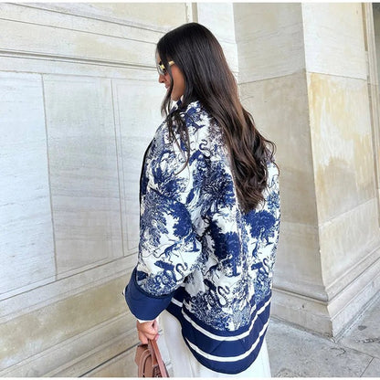 Statement Quilted Jacket | Artistic Print Design | Lightweight & Stylish | Casual Layer