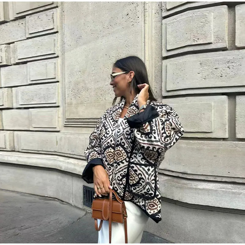 Statement Quilted Jacket | Artistic Print Design | Lightweight & Stylish | Casual Layer