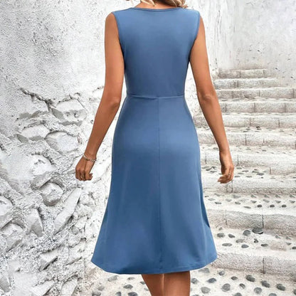 Floral V-Neck Sleeveless Midi Dress | Elegant Summer Casual Wear