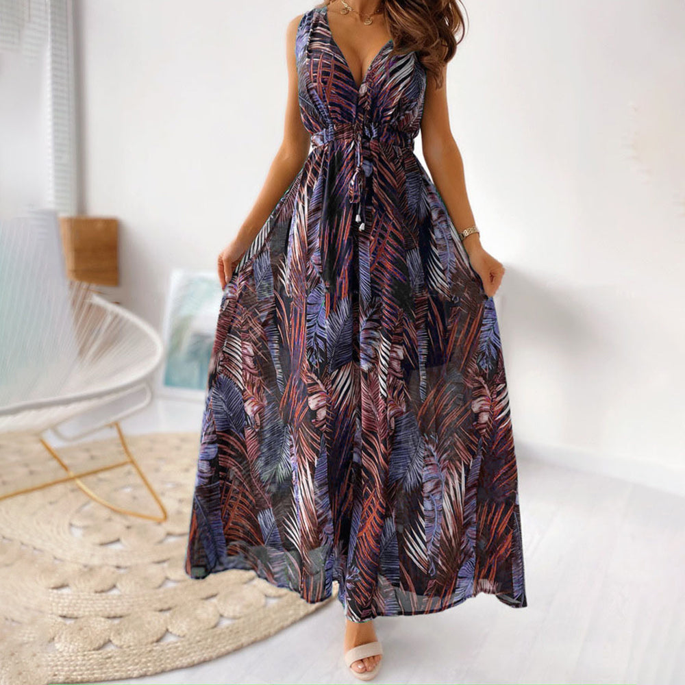 Women’s Printed Maxi Dress | Sleeveless Boho Style | Lightweight Summer Resortwear