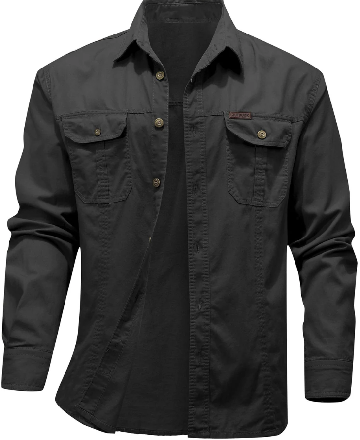 Men’s Utility Overshirt | Button-Up Workwear Style | Midweight Cotton Blend