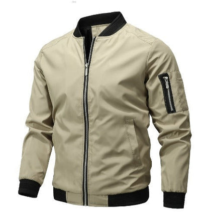 Men’s Lightweight Bomber Jacket | Zip Arm Pocket | Casual Streetwear Layer