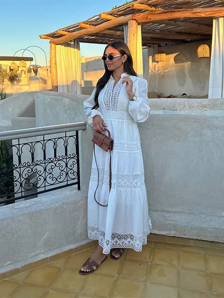 Long-Sleeve Embroidered Maxi Dress | Modest Chic | Lightweight Fabric | Elegant Design