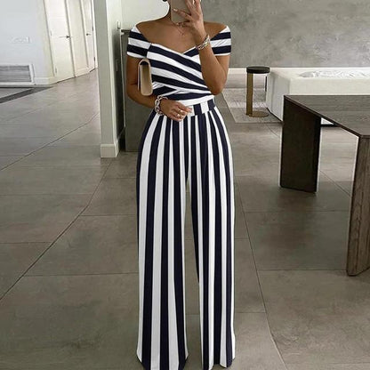 Off-Shoulder Printed Jumpsuit | Flattering Wide-Leg Design | Lightweight Fabric | Summer & Evening Style