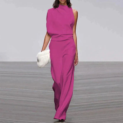 One-Shoulder Wide-Leg Jumpsuit | Draped Fit | Statement Evening Style