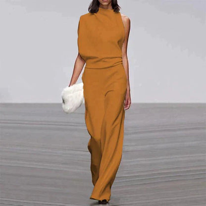 One-Shoulder Wide-Leg Jumpsuit | Draped Fit | Statement Evening Style