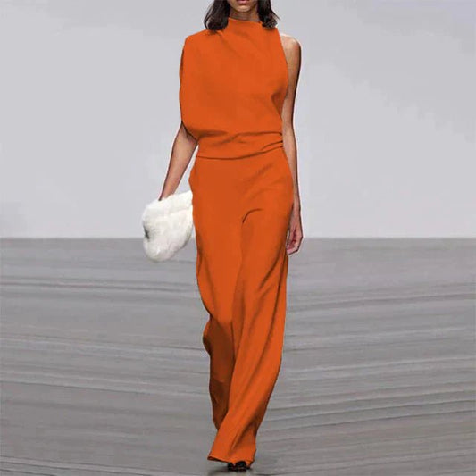 One-Shoulder Wide-Leg Jumpsuit | Draped Fit | Statement Evening Style