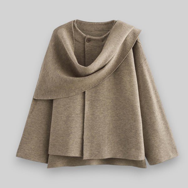 Women's Asymmetrical Knit Poncho | Elegant Layering Piece | Soft Wool Blend | Cozy Chic