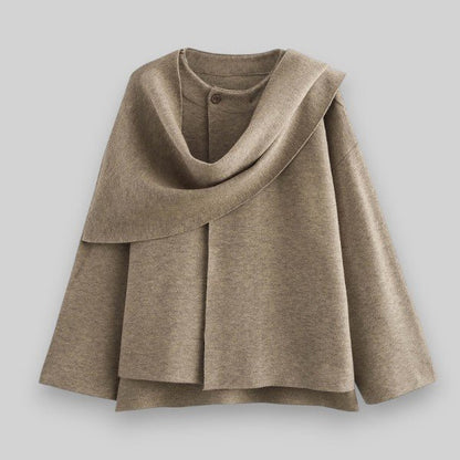 Women's Asymmetrical Knit Poncho | Elegant Layering Piece | Soft Wool Blend | Cozy Chic