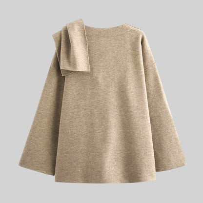 Women's Asymmetrical Knit Poncho | Elegant Layering Piece | Soft Wool Blend | Cozy Chic