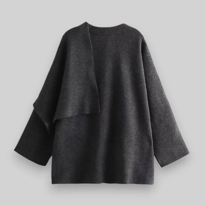Women's Asymmetrical Knit Poncho | Elegant Layering Piece | Soft Wool Blend | Cozy Chic