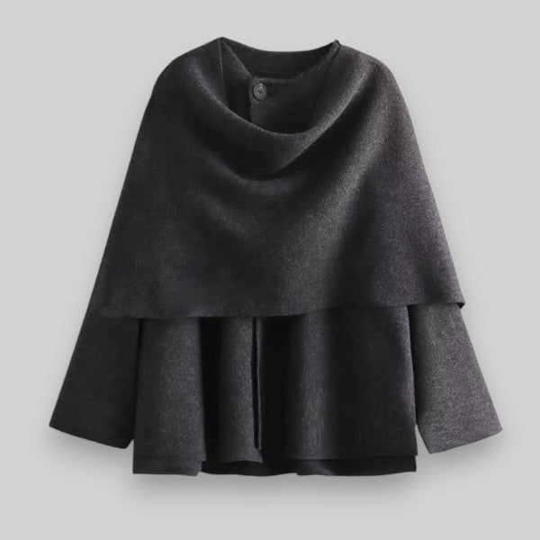 Women's Asymmetrical Knit Poncho | Elegant Layering Piece | Soft Wool Blend | Cozy Chic