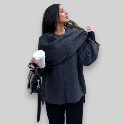 Women's Asymmetrical Knit Poncho | Elegant Layering Piece | Soft Wool Blend | Cozy Chic