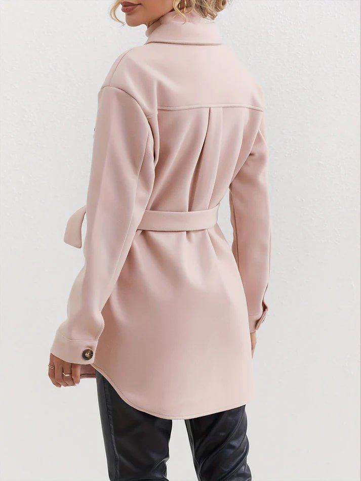 Women's Belted Shacket | Soft Wool Blend | Button-Up Shirt Jacket | Chic Transitional Layer