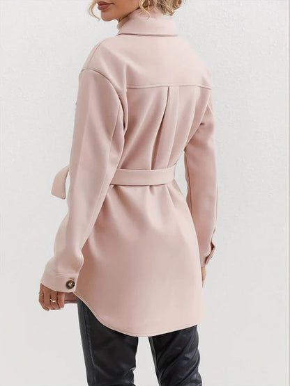 Women's Belted Shacket | Soft Wool Blend | Button-Up Shirt Jacket | Chic Transitional Layer