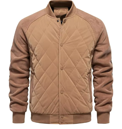 Men's Quilted Bomber Jacket | Contrast Sleeves | Lightly Insulated Fall Outerwear
