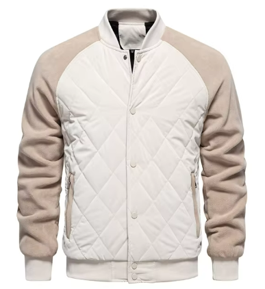 Men's Quilted Bomber Jacket | Contrast Sleeves | Lightly Insulated Fall Outerwear