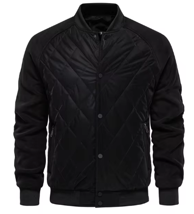 Men's Quilted Bomber Jacket | Contrast Sleeves | Lightly Insulated Fall Outerwear