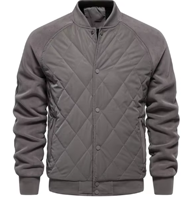 Men's Quilted Bomber Jacket | Contrast Sleeves | Lightly Insulated Fall Outerwear