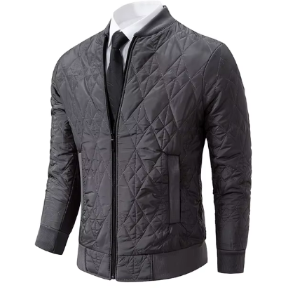 Men’s Diamond Quilted Jacket | Lightweight Bomber Fit | Transitional Zip-Up Outerwear