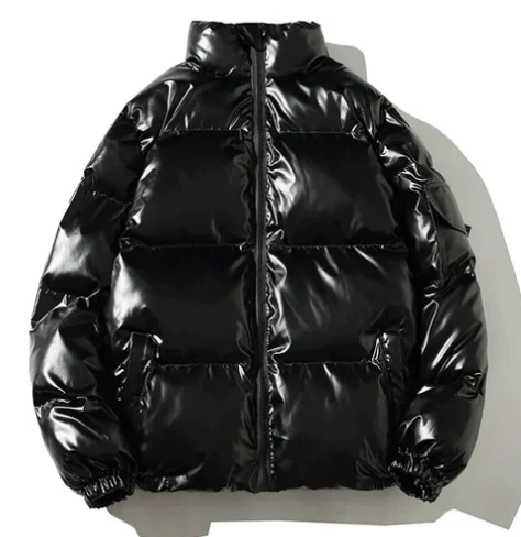 Men’s Glossy Puffer Jacket | Shiny Hooded Winter Coat | Insulated Streetwear Outerwear