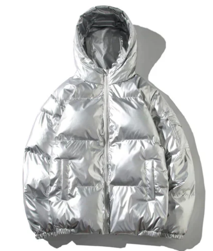Men’s Glossy Puffer Jacket | Shiny Hooded Winter Coat | Insulated Streetwear Outerwear