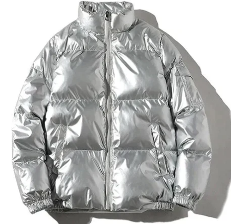 Men’s Glossy Puffer Jacket | Shiny Hooded Winter Coat | Insulated Streetwear Outerwear