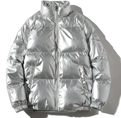 Men’s Glossy Puffer Jacket | Shiny Hooded Winter Coat | Insulated Streetwear Outerwear