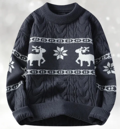 Men’s Moose Knit Sweater | Winter Pullover with Nordic Pattern | Soft Acrylic Blend