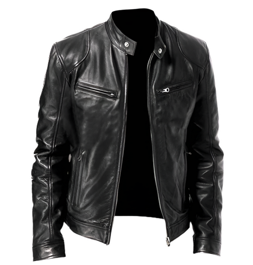 Men's Faux Leather Moto Jacket | Zip-Up Biker Style | Lightweight Outerwear