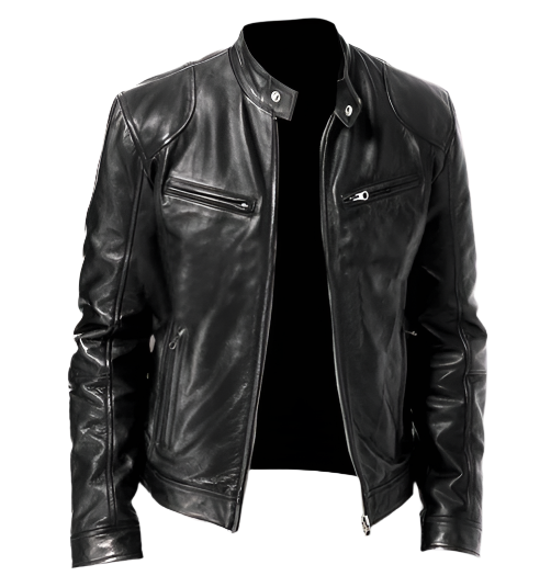 Men's Faux Leather Moto Jacket | Zip-Up Biker Style | Lightweight Outerwear