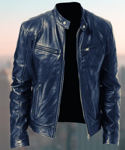Men's Faux Leather Moto Jacket | Zip-Up Biker Style | Lightweight Outerwear