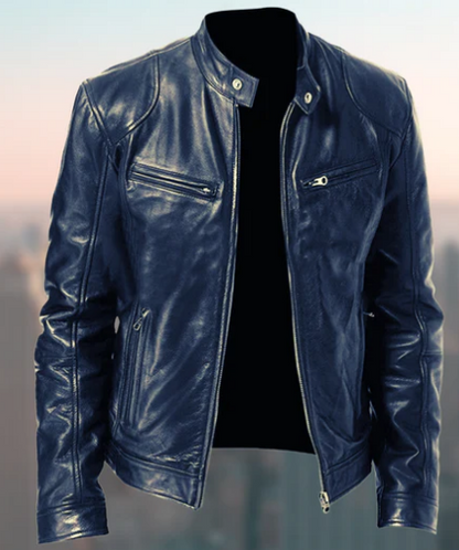 Men's Faux Leather Moto Jacket | Zip-Up Biker Style | Lightweight Outerwear