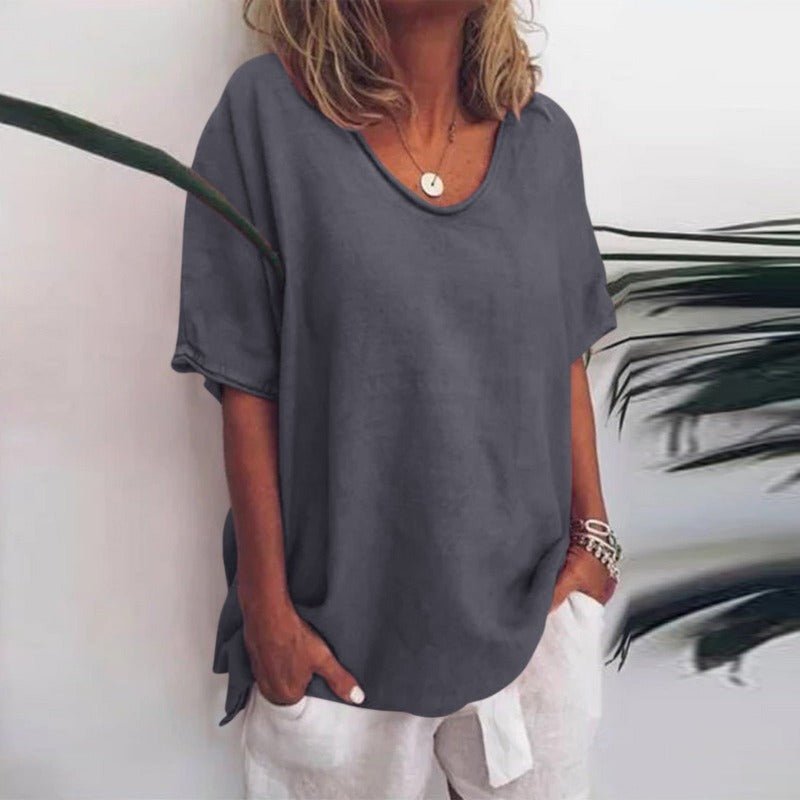 Relaxed Scoop Neck Tee | Lightweight Cotton Blend | Short Sleeve