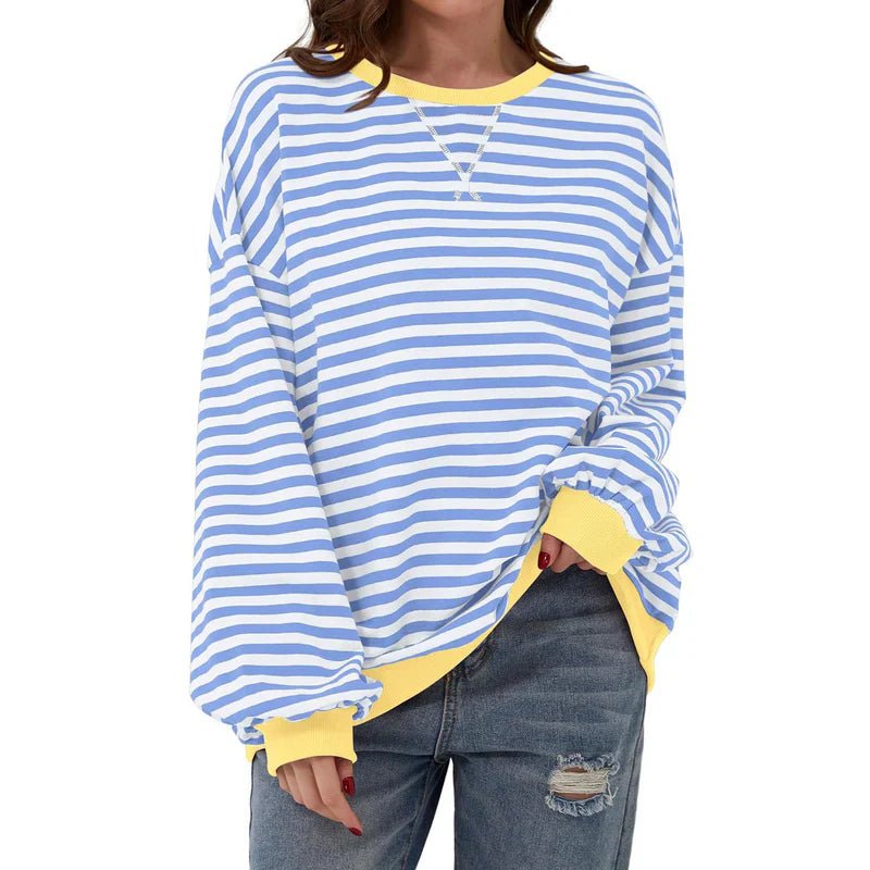 Striped Colour-Block Sweater | Casual Relaxed Fit | Lightweight Knit