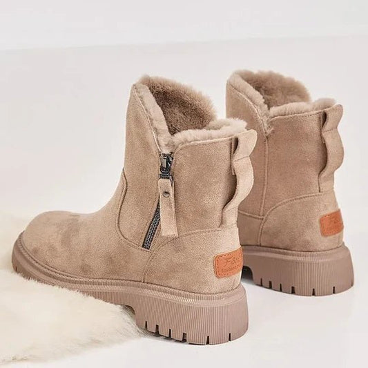 Faux Suede Ankle Boots | Fleece-Lined | Chunky Sole | Winter Warmth